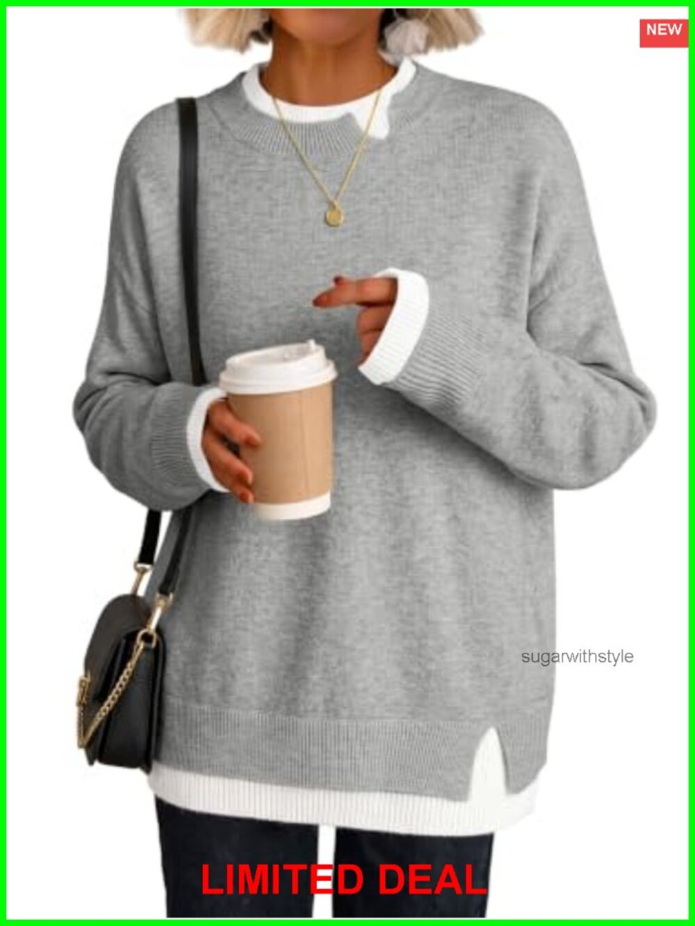 Oversized Crewneck Pullover Sweater Teacher Outfit Fall